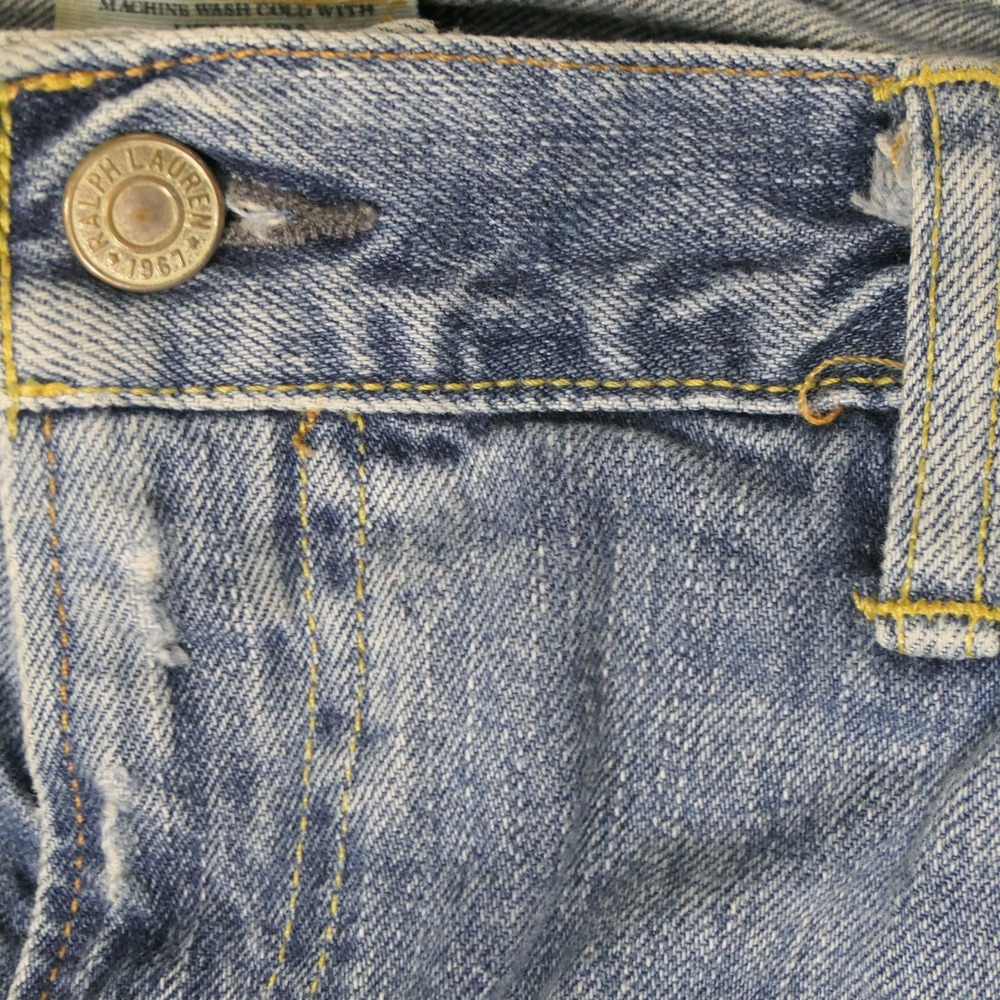 Polo Ralph Lauren 867 Classic Straight Leg Jeans 38x32 Blue Faded Denim Y2K - Picture 13 of 16